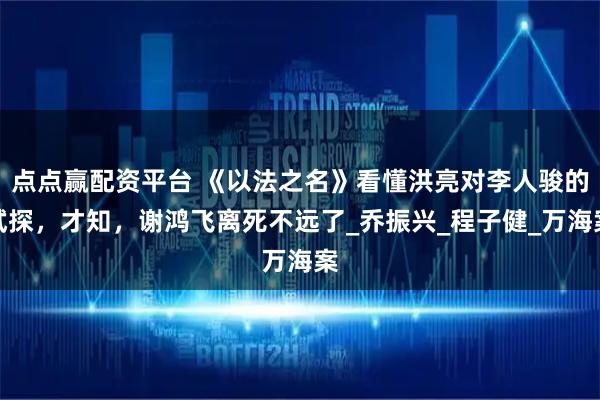 点点赢配资平台 《以法之名》看懂洪亮对李人骏的试探，才知，谢鸿飞离死不远了_乔振兴_程子健_万海案